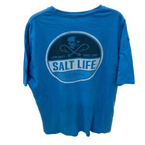 Salt Life Men's XL Fish Hook Cross Bone Livin Salty Blue Graphic Fishing T-shirt